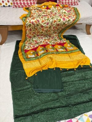 Mashru Silk Suit Set with Pichwai Modal Silk Dupatta