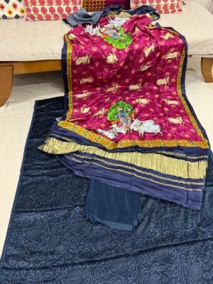 Mashru Silk Suit Set with Pichwai Modal Silk Dupatta