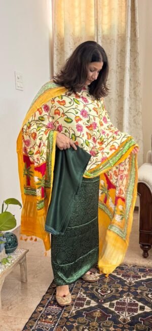 Mashru Silk Suit Set with Pichwai Modal Silk Dupatta