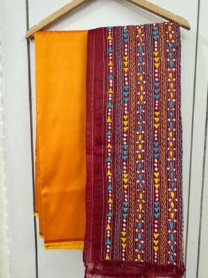 WhatsApp Image 2025-11-22 at 13.27.16 Silk Suit with Kantha Work Hand-Embroidered Pure Tussar Silk Dupatta