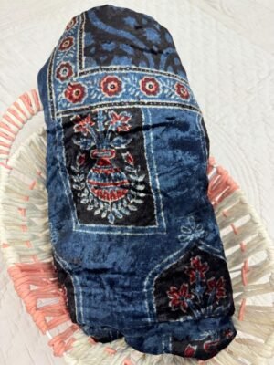 Ajrakh Handblock Print Velvet Top Fabric