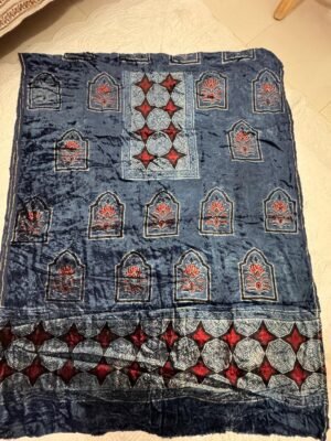 Ajrakh Handblock Print Velvet Top Fabric