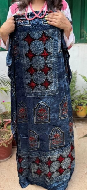 Ajrakh Handblock Print Velvet Top Fabric