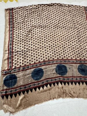 Ajrakh silk velvet top fabric 2.5 mtr