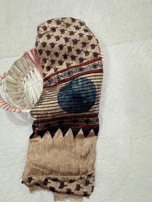 Ajrakh silk velvet top fabric 2.5 mtr