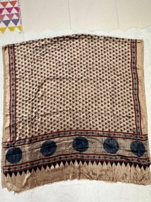 Ajrakh silk velvet top fabric 2.5 mtr