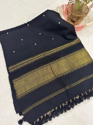 Bhujodi Zari Mirror Work Woollen Shawl