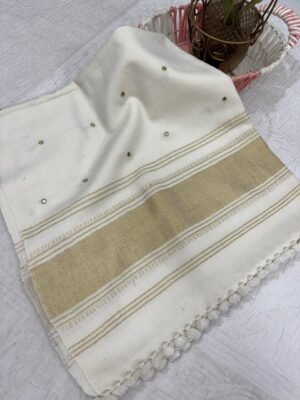 Bhujodi Zari Mirror Work Woollen Shawl