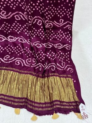 Modal Silk Bandhani Saree with Tissue Pallu & Blouse