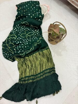 Modal Silk Bandhani Saree with Tissue Pallu & Blouse