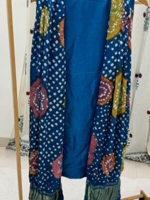 Plain Modal Silk Suit with Bandhani Dupatta – 3 Piece Set