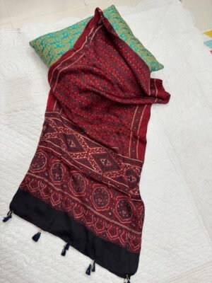 Ajrakh Handblock Print Modal Silk Stole