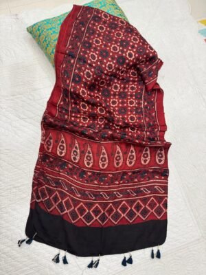 Ajrakh Handblock Print Modal Silk Stole