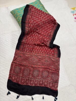 Ajrakh Handblock Print Modal Silk Stole
