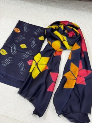 Chanderi Silk Tie & Dye Suit Set – 2 Piece