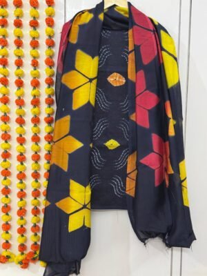 Chanderi Silk Tie & Dye Suit Set – 2 Piece