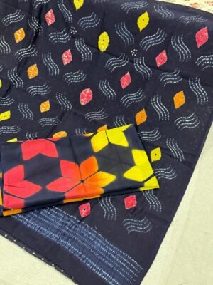 Chanderi Silk Tie & Dye Suit Set – 2 Piece