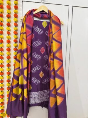 Chanderi Silk Tie & Dye Suit Set – 2 Piece