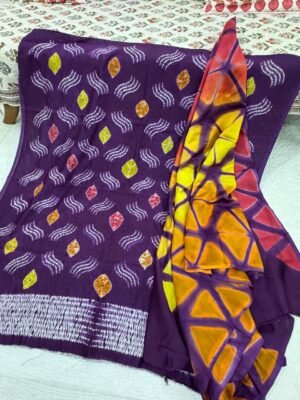 Chanderi Silk Tie & Dye Suit Set – 2 Piece