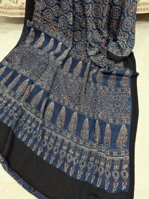 WhatsApp Image 2025-12-22 at 16.28.18 (1) Modal Silk Ajrakh Handblock Print Saree with Blouse