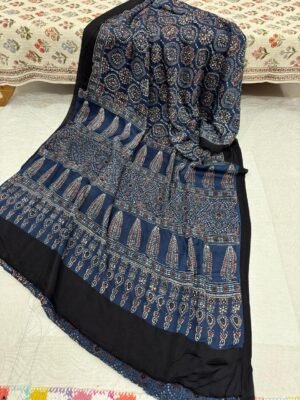 WhatsApp Image 2025-12-22 at 16.28.18 Modal Silk Ajrakh Handblock Print Saree with Blouse