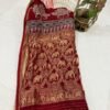 Ajrakh Handblock Print Dola Silk Saree with Blouse