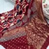 Ajrakh Handblock Print Dola Silk Saree with Blouse