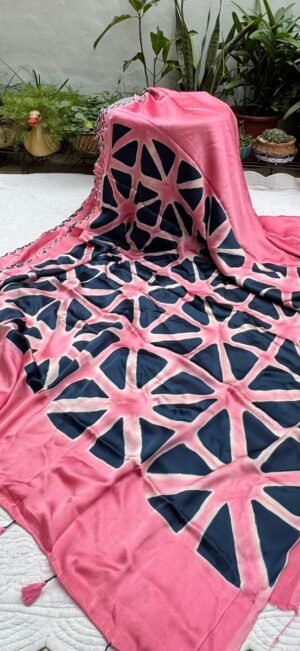 Modal Silk Clamp Tie & Dye Saree with Blouse