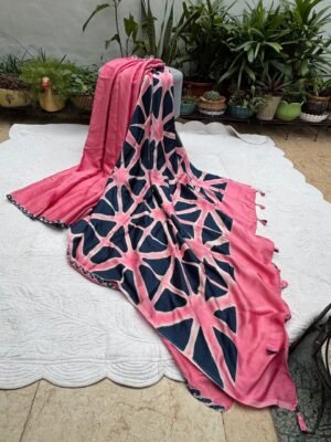 Modal Silk Clamp Tie & Dye Saree with Blouse