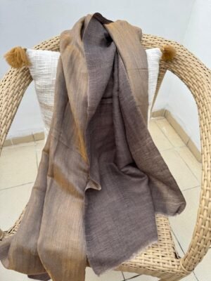 Reversible Zari Woolen Stole – Light Brown