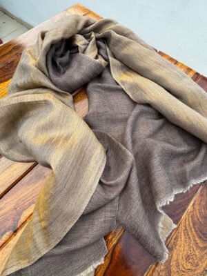 Reversible Zari Woolen Stole – Light Brown