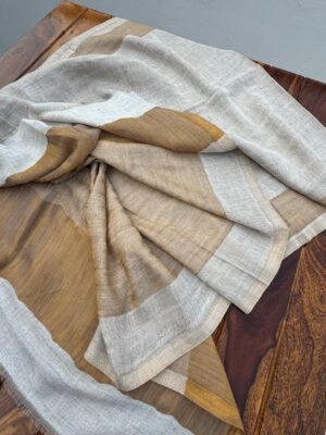 Reversible Zari Woolen Stole – Cream