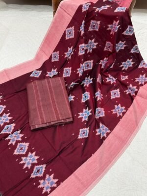 Handloom Kurta Set – Matka Silk Top & Ikkat Dupatta (2-Piece)