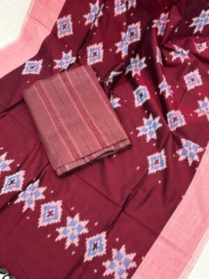 Handloom Kurta Set – Matka Silk Top & Ikkat Dupatta (2-Piece)
