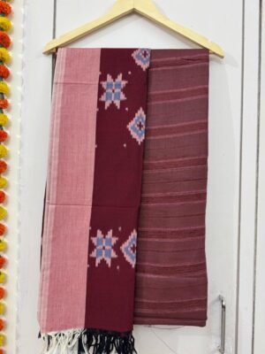 Handloom Kurta Set – Matka Silk Top & Ikkat Dupatta (2-Piece)