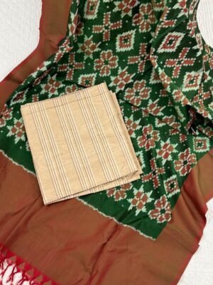 Handloom Kurta Set – Raw Silk Top & Ikkat Dupatta (2-Piece)