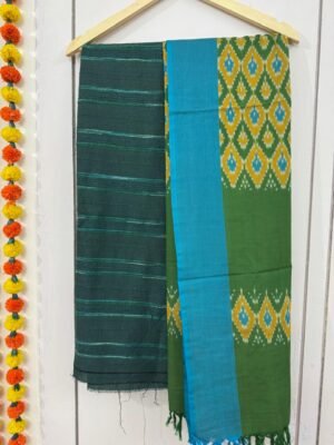 Handloom Kurta Set – Matka Silk Top & Ikkat Dupatta (2-Piece)
