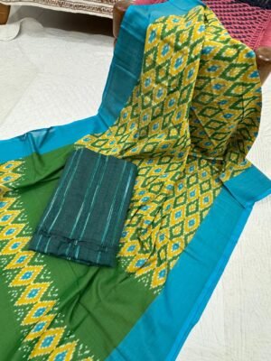 Handloom Kurta Set – Matka Silk Top & Ikkat Dupatta (2-Piece)