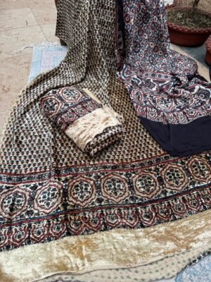 Ajrakh Velvet Full Suit Set – 3 Piece
