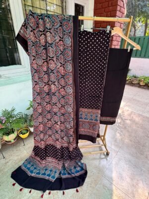 Ajrakh Handblock Print Modal Silk Suit Set – Timeless Ethnic Elegance