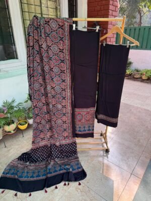Ajrakh Handblock Print Modal Silk Suit Set – Timeless Ethnic Elegance