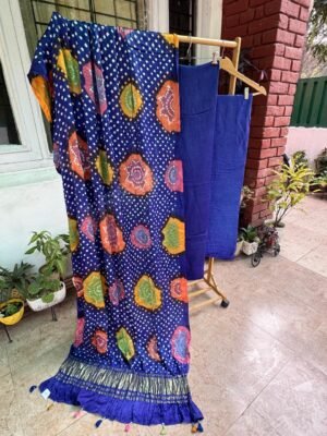 Modal Silk 3-Piece Suit Set with Bandhani Dupatta